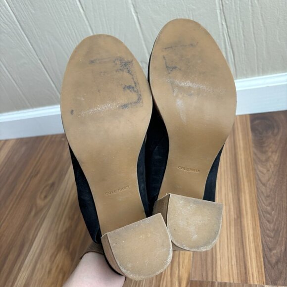 Cole Haan Grand Os Leather Perforated Callista Peep Toe Block Heel Sandals - Picture 10 of 12